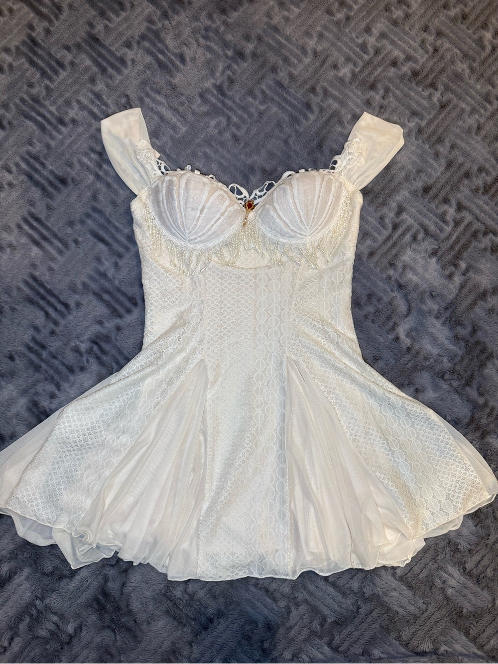 Lumina Venus ‘Starlit Siren’ White Lace Fit & Flare Mini Dress